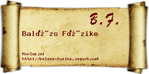 Balázs Füzike névjegykártya